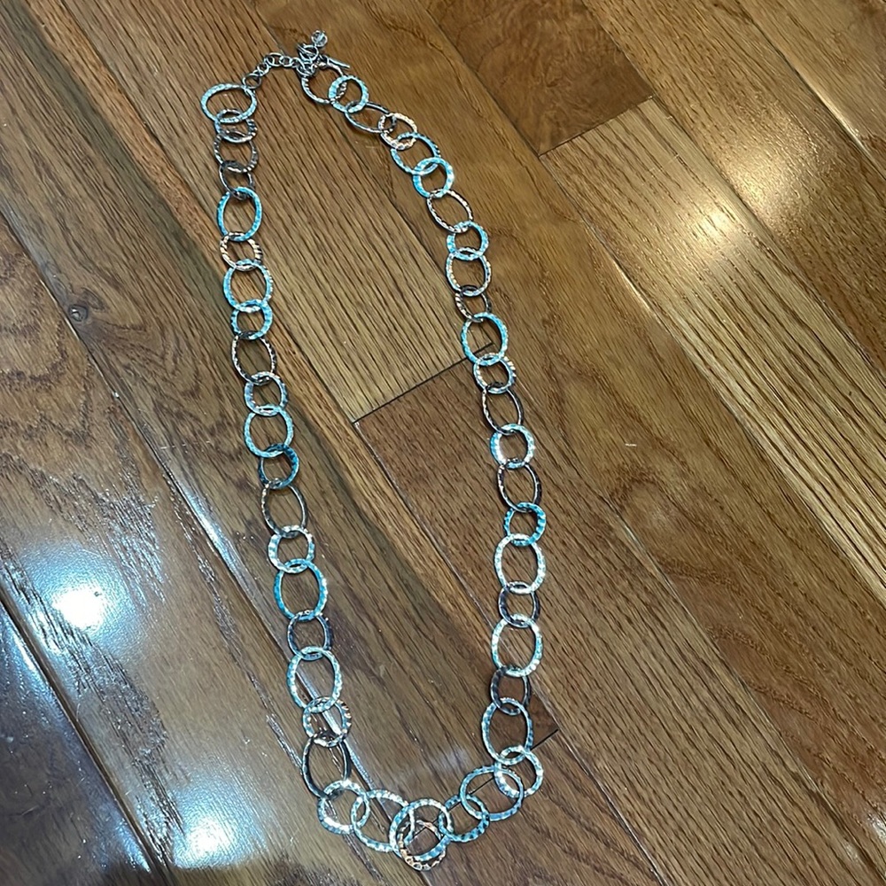 Saks Fifth Avenue silver chain necklace long